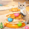 Interactive Cat Turntable Toy with Feather Wand and Rolling Ball