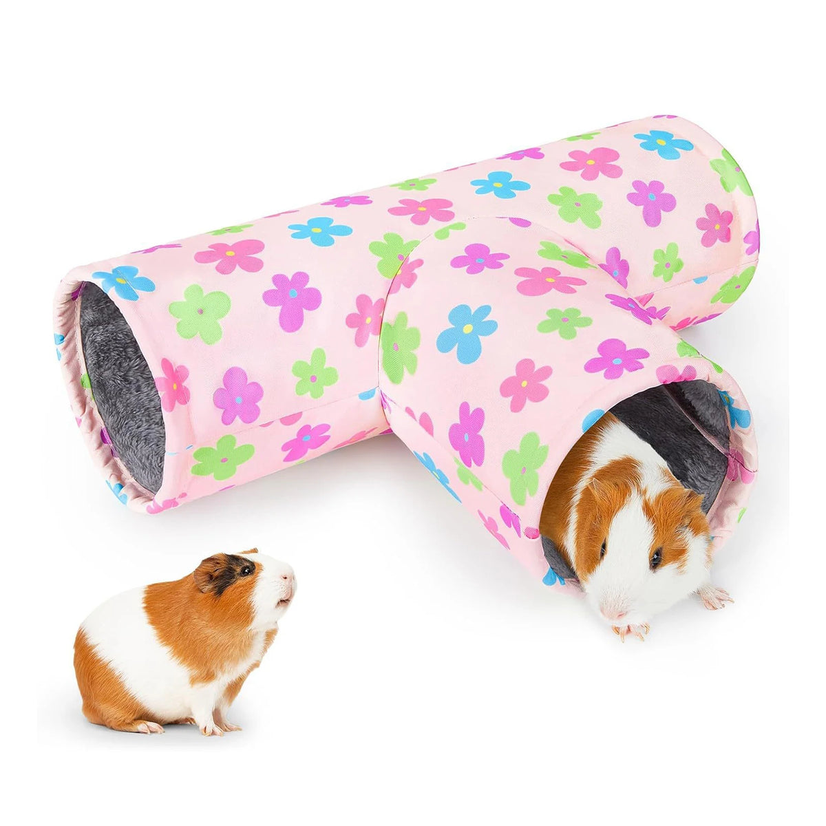 3-Way Foldable Pet Tunnel with Washable Hideout for Small Animals