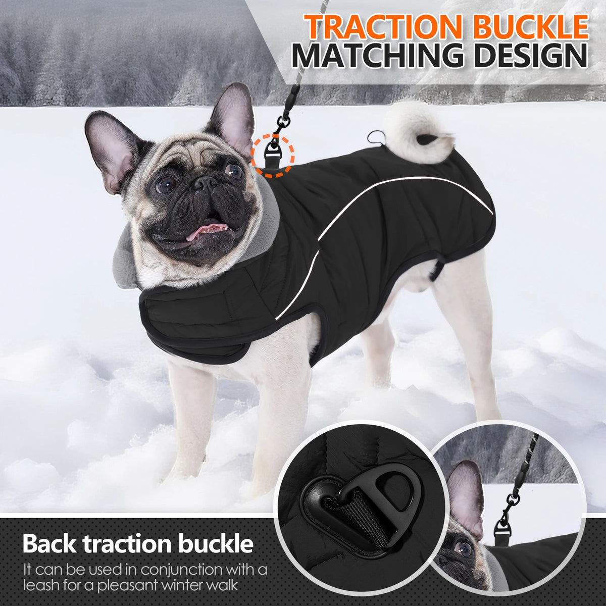 Waterproof Reflective Dog Coat with Adjustable Turtleneck