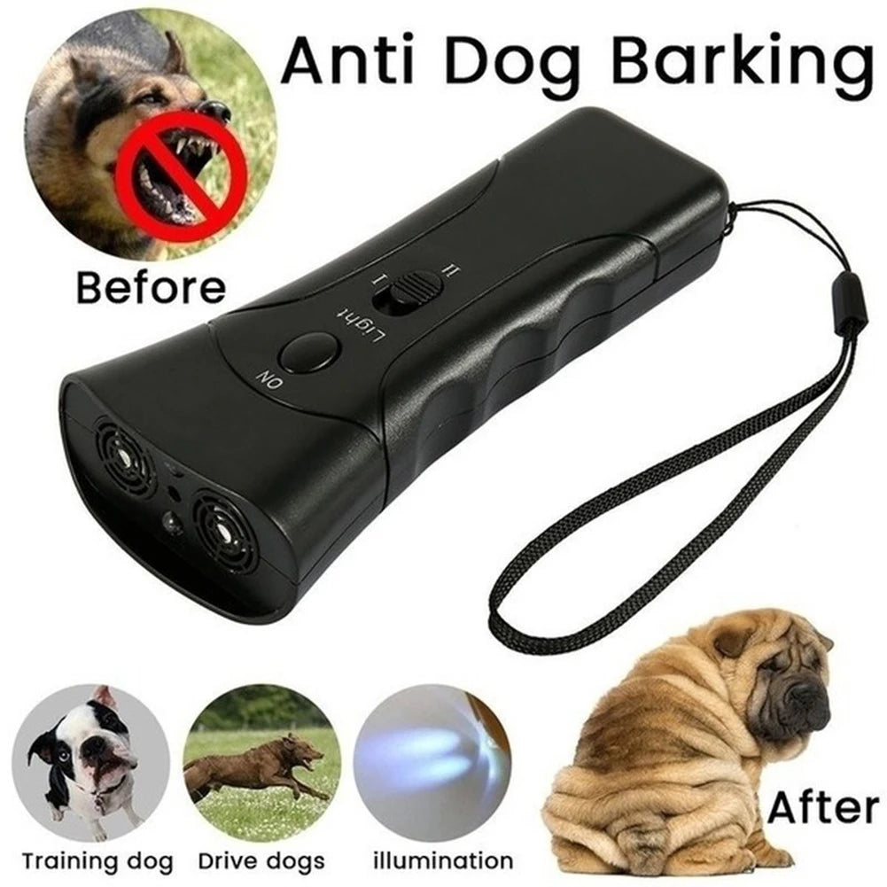 Vorher-Nachher-Vergleich eines Ultraschall-Hund-Bellen-abwehrenden Geräts.