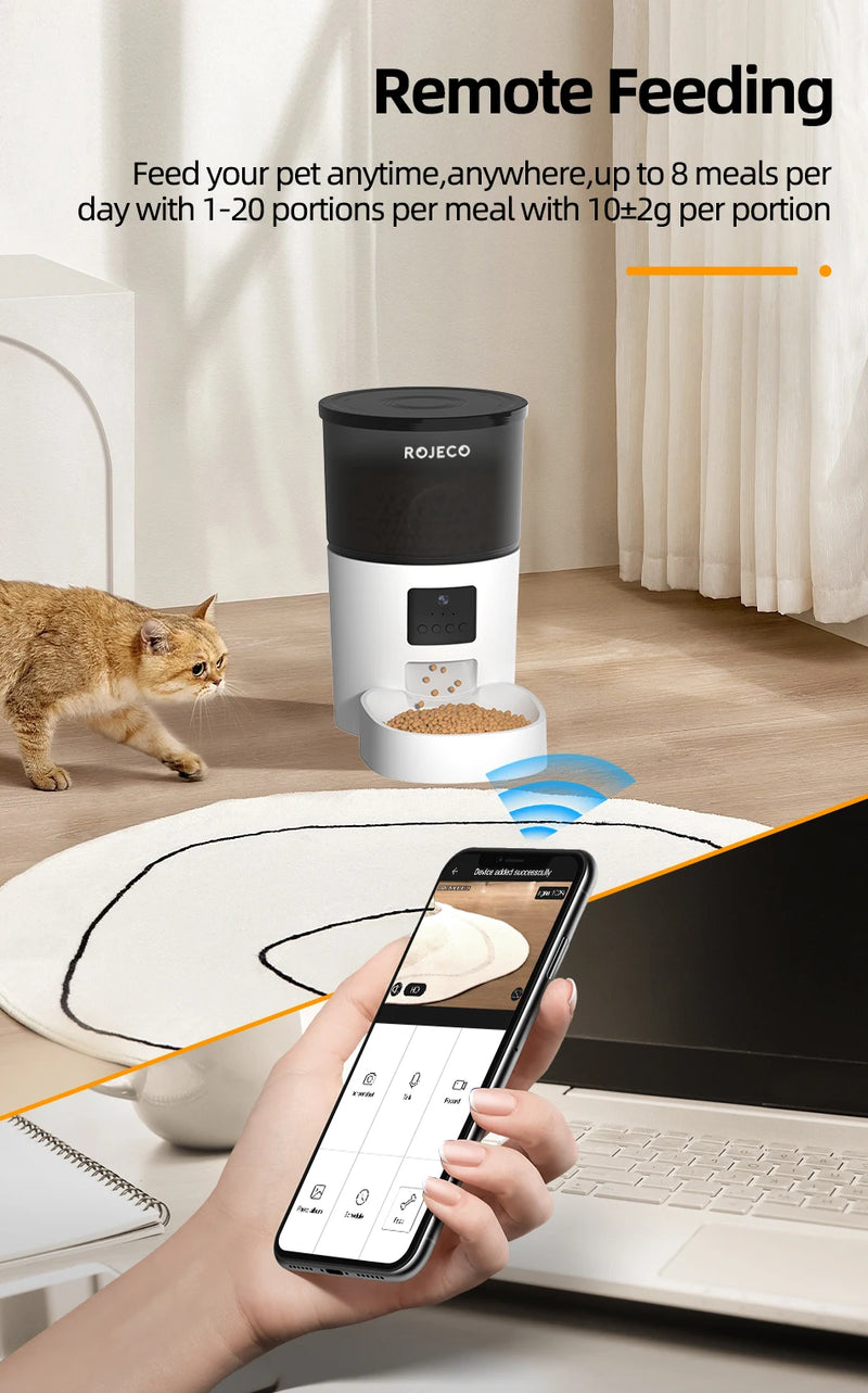 Smart Automatic Pet Feeder with Camera and Voice Recording