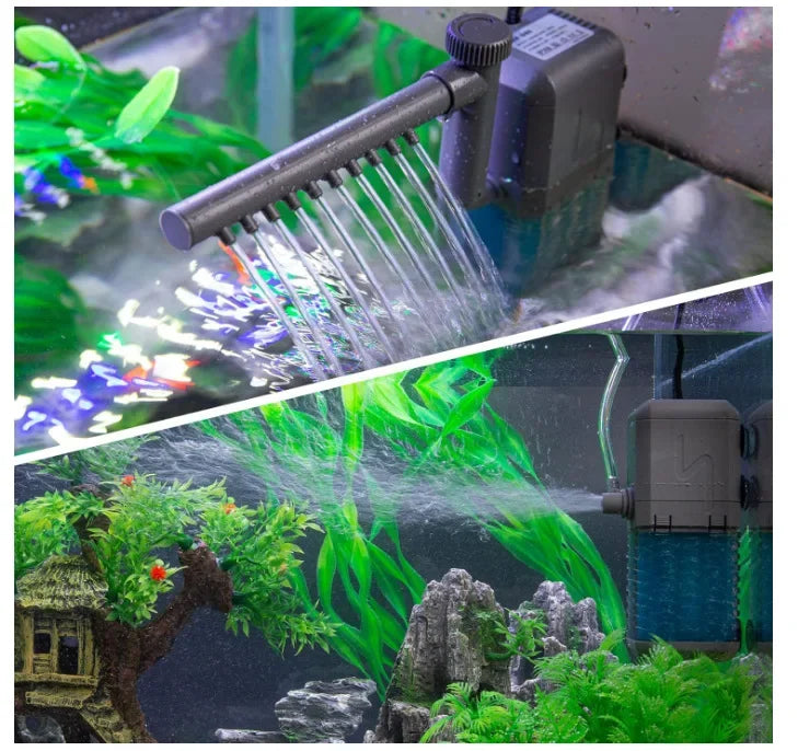 3-in-1 Silent Aquarium Filter with Wave Maker and Oxygenation
