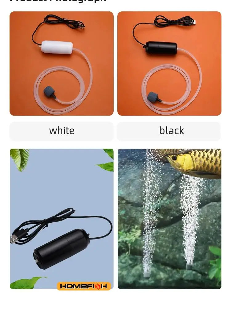 Pompe à Oxygène pour Aquarium Rechargeable par USB et Portable
