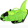 Neon lime green dog life jacket for swimming with black accents