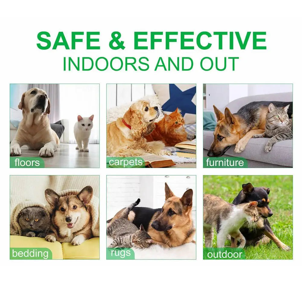Colección de productos naturales para roedores e insectos para mascotas, uso interior y exterior en diversas superficies.