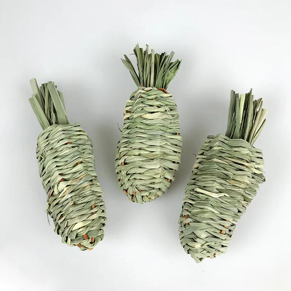 Three bundles of natural grass chew toys for hamsters and rabbits