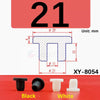 Black and white silicone rubber hole plugs shown with dimensions for sealing