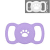 Lila Silikon AirTag-Halter mit Pfotenspuren-Design und Loop-Griffen für Tierhalsbänder