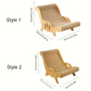 Two styles of wooden cat scratcher pads with integrated sleeping beds shown from the side.