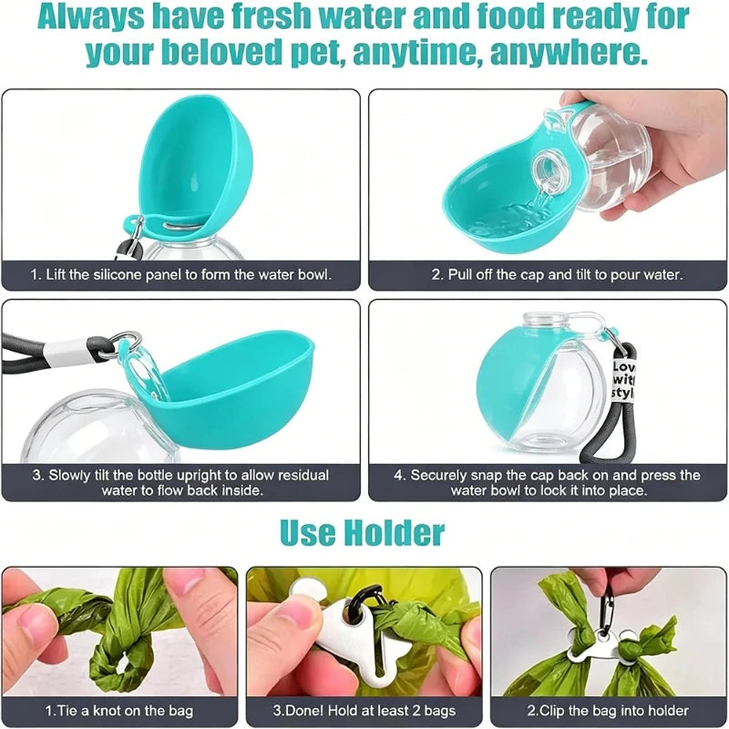Portable 2-in-1 Pet Water Bottle with Lanyard
