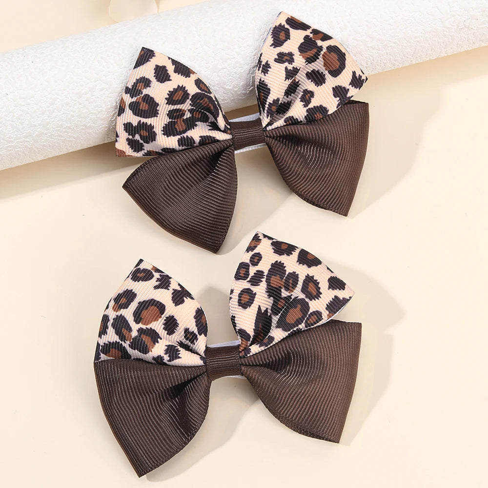 Leopard Bow Hair Clips for Girls - Set of 2