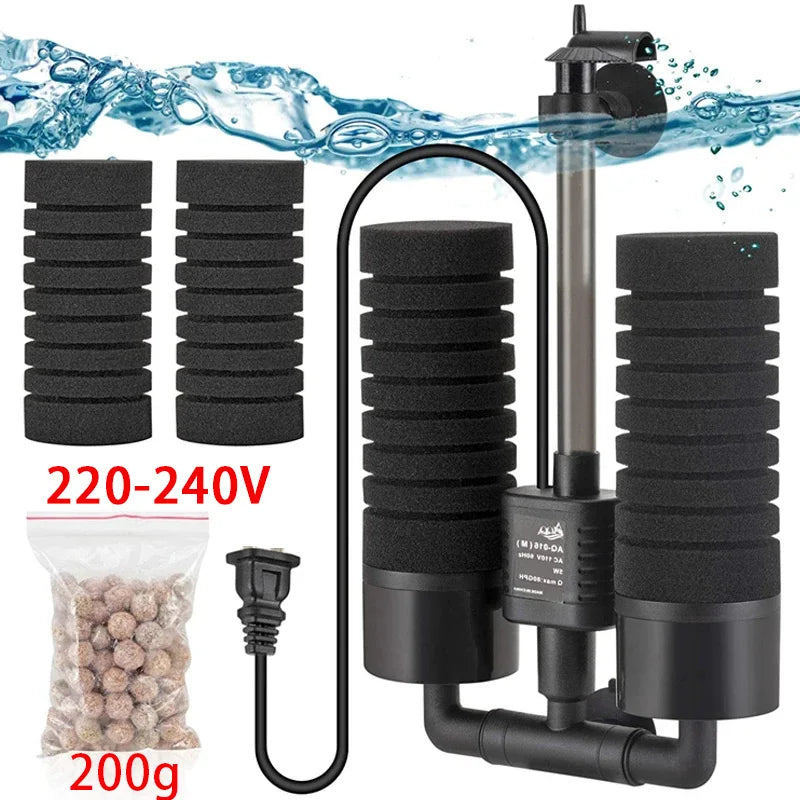 Filtre Submersible pour Aquarium avec Éponge Biochimique