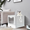 Foldable Cat Litter Box with Front Entry, Top Exit, and Drawer Tray