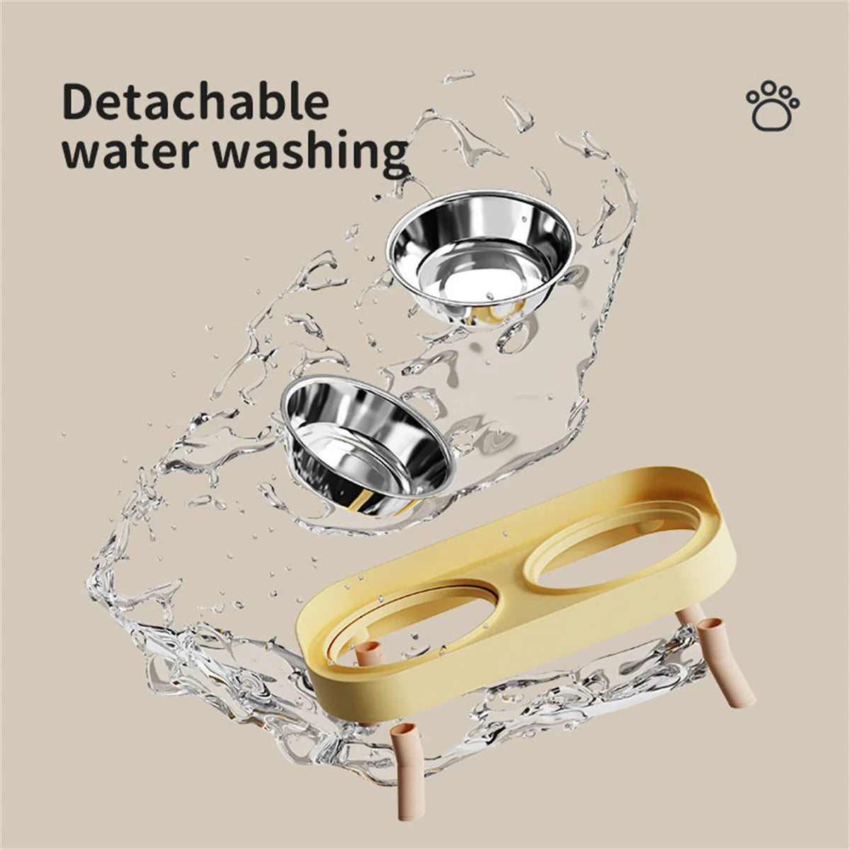 Colorful Double Dog Bowl Set with Stainless Steel and Plastic Base
