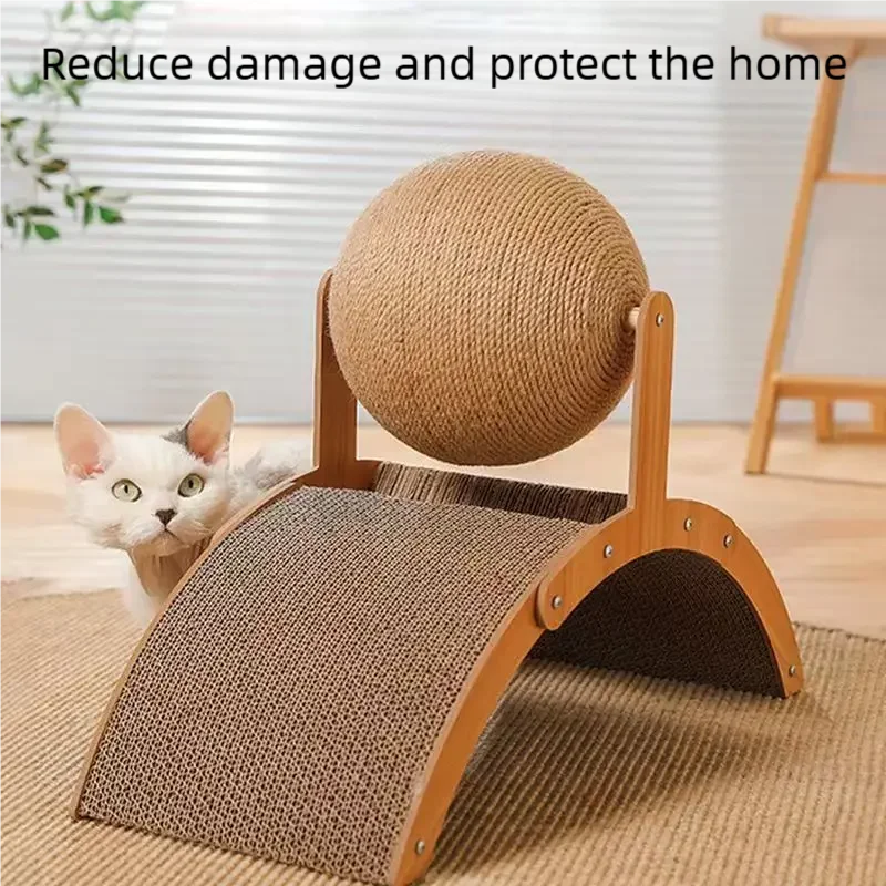 Wooden Cat Scratcher Ball with Sisal Surface