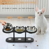 Comedero Elevado para Gatos de 3 Niveles con Base de Madera y Acero Inoxidable
