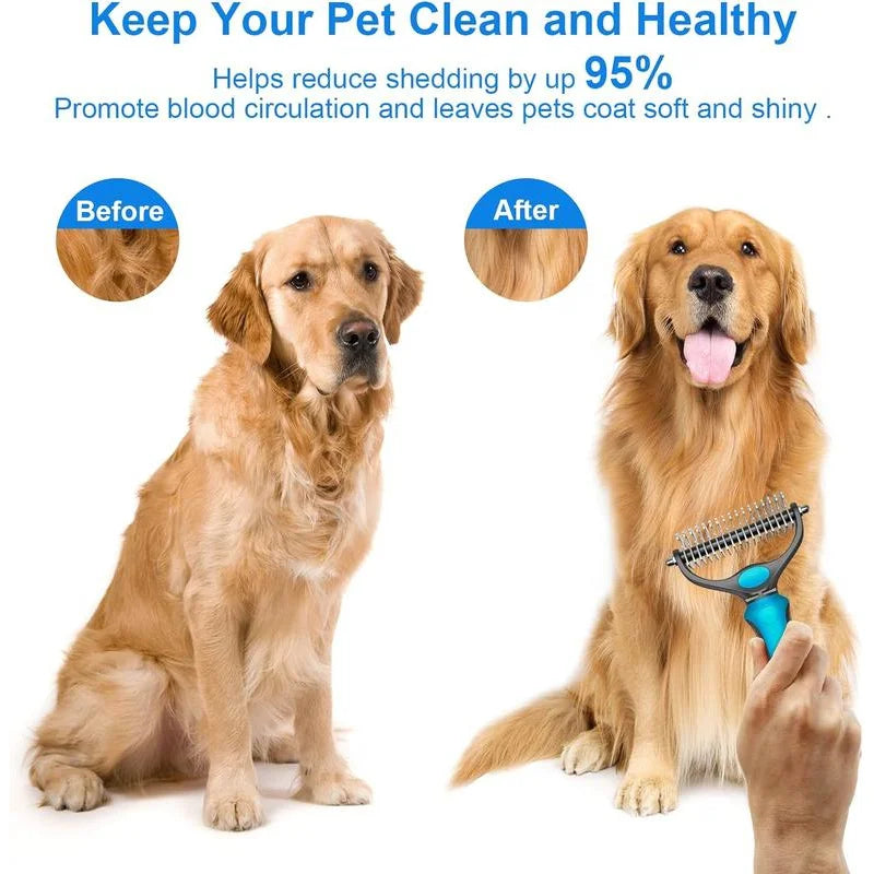 2-in-1 Pet Deshedding Brush for Dogs and Cats