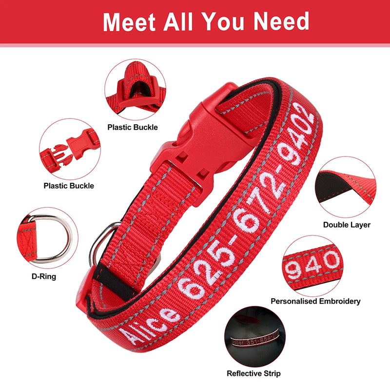 Personalisierte bestickte Nylon-Hundehalsband