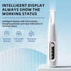 A white portable dog grooming trimmer with an intelligent display showing working, power, and charging status.