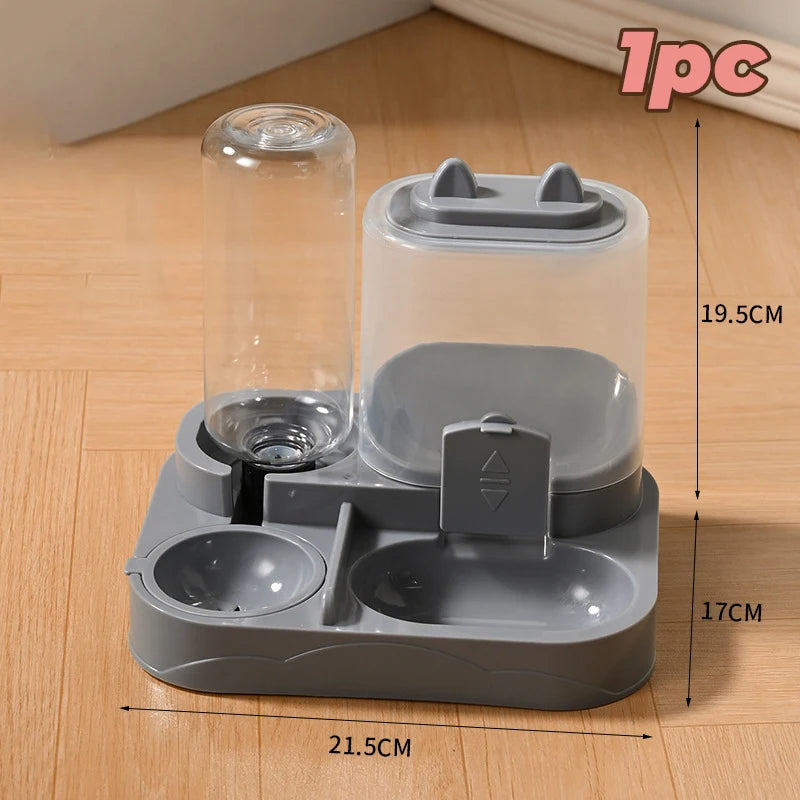 2-in-1 Pet Water and Food Dispenser with Dual Bowls