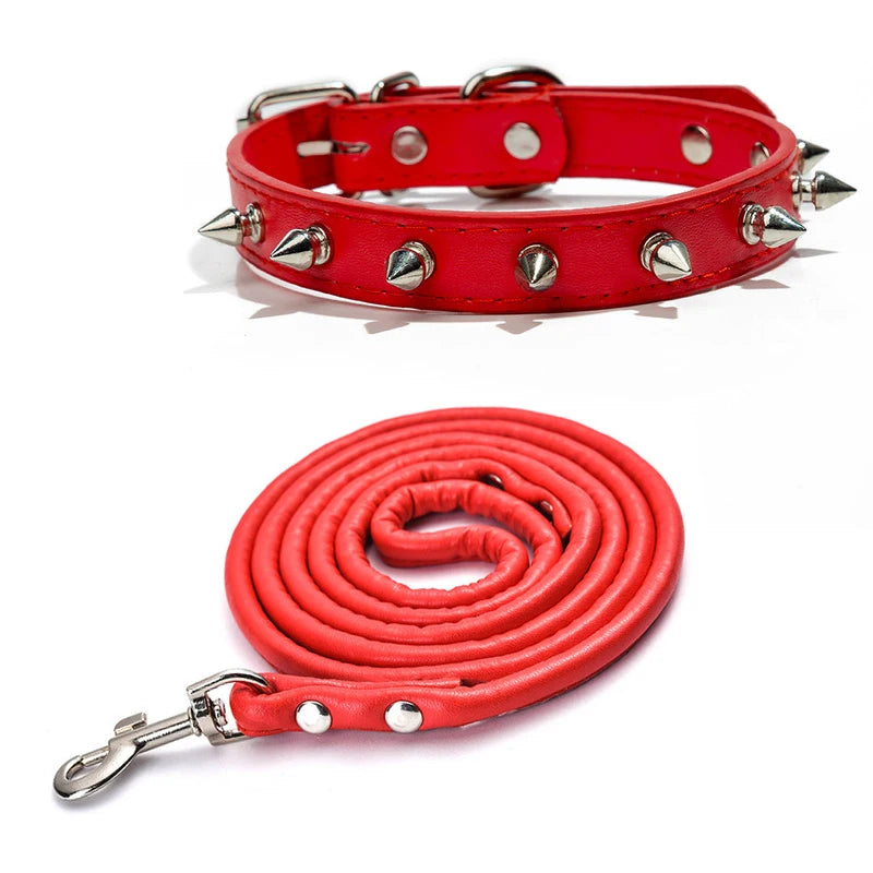 Studded PU Leather Dog Collar with Metal Accents
