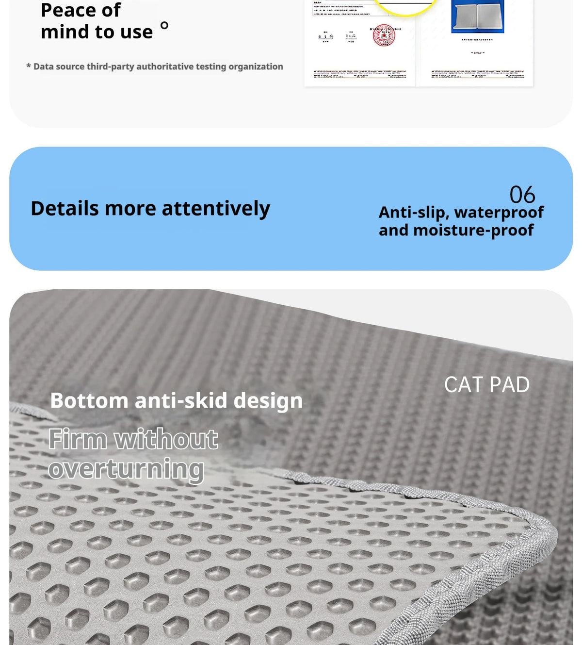 Waterproof Double-Layer Cat Litter Mat with Non-Slip Base