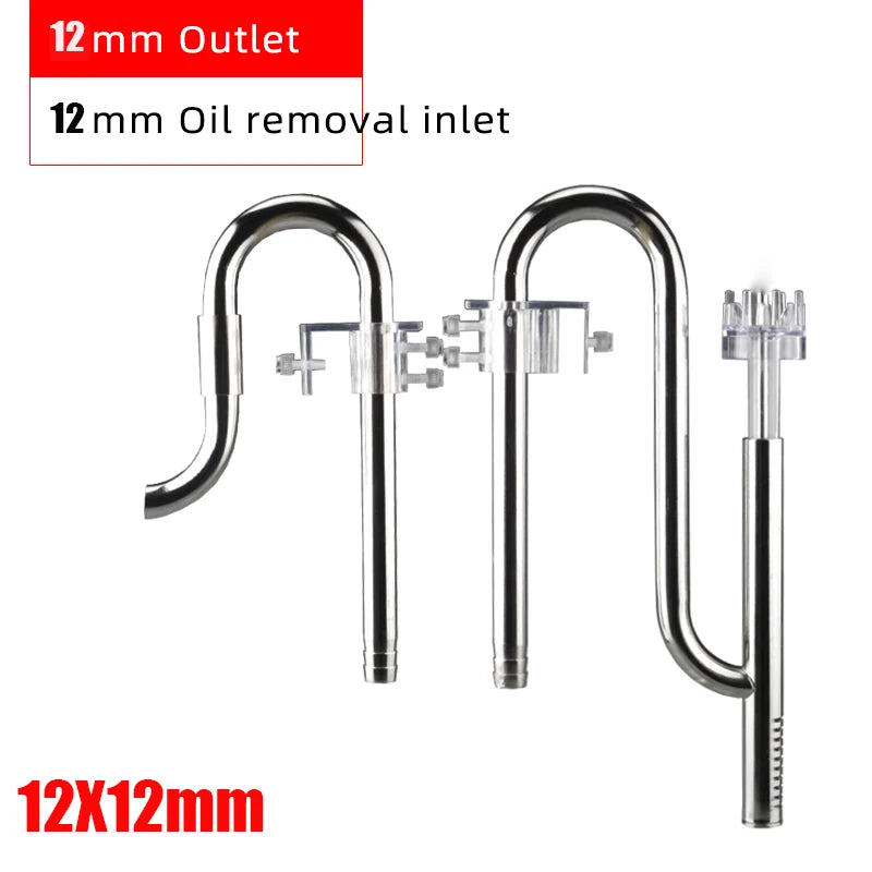 Kit de connecteurs de filtre pour aquarium en acier inoxydable avec sorties de 12mm et entrée pour l'huile
