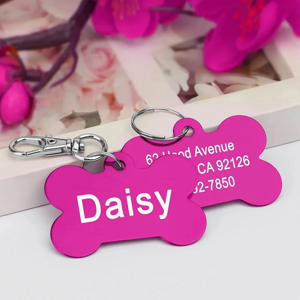 Personalized Bone-Shaped Pet ID Tag with Custom Engraving