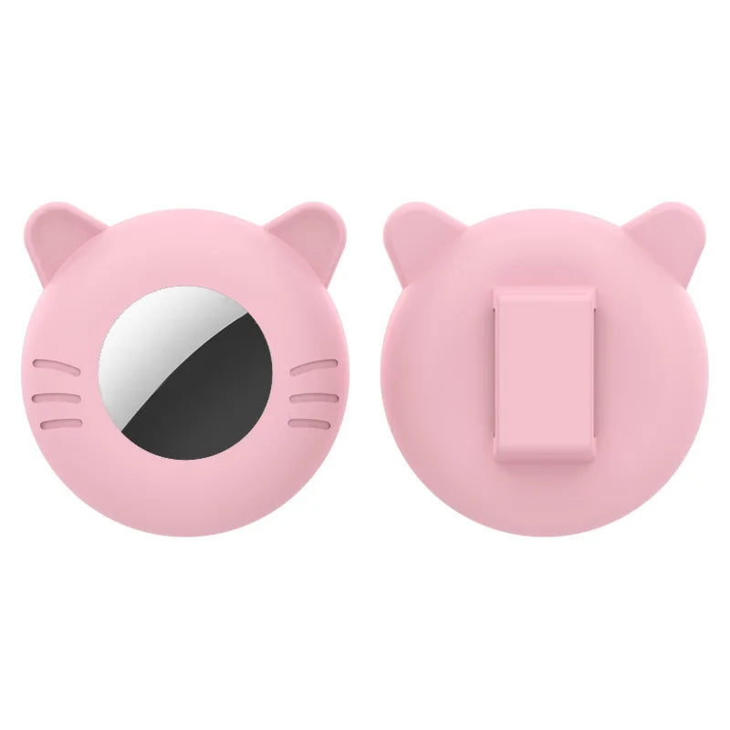 Pink silicone collar holder designed to secure an AirTag for cats and small dogs