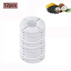 Twelve stacked white activated carbon replacement filters for a cat water fountain