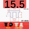 Black and white silicone rubber hole plugs shown with technical drawing and product variations