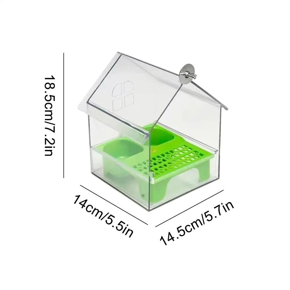 Hanging Parrot Feeder with Pull-Out Bath and Transparent Design