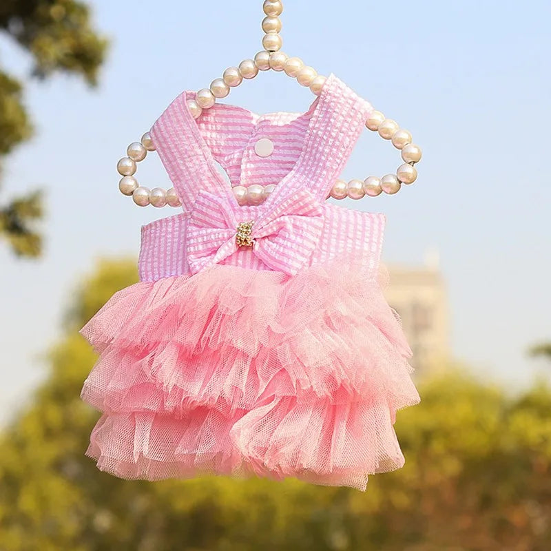 Polka Dot Summer Dog Dress with Suspender Straps
