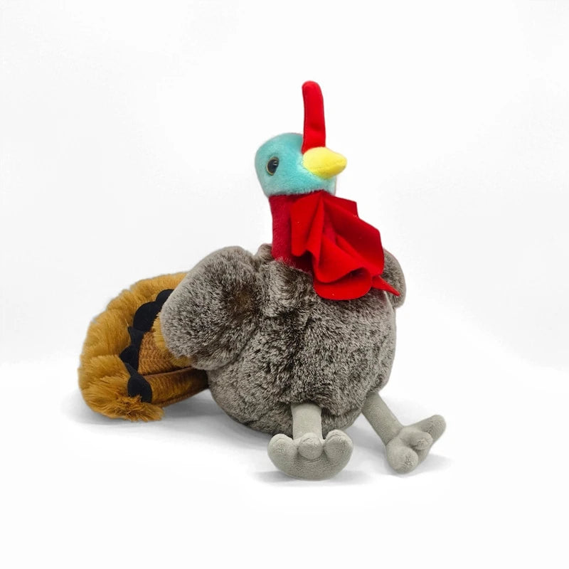 A lifelike plush rooster and hen set featuring soft farm animal pillows with colorful feathers and plumage.