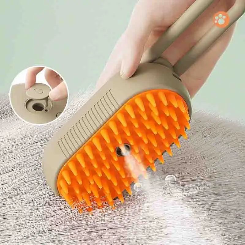 Massagebürste mit Feuchtigkeits-Spray für Haustiere – Ein-Knopf-Dampfsystem