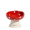 Ceramic Mushroom Cat Bowl with Raised Edge