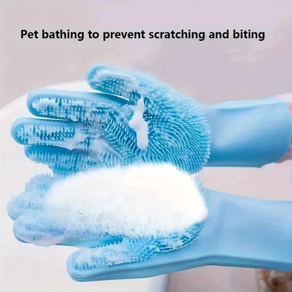 Silicone Pet Grooming Cleaning Gloves for Deshedding