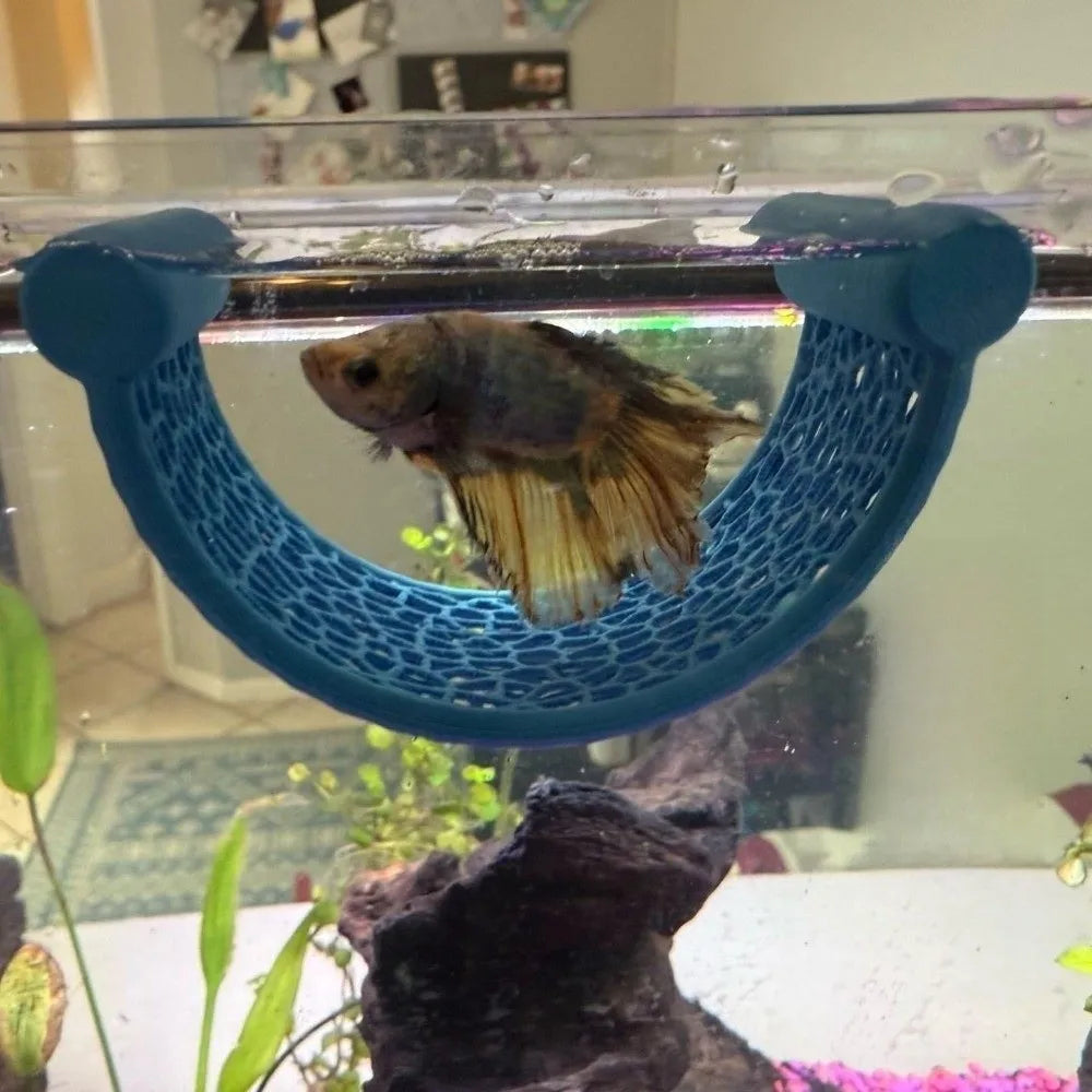 Floating Betta Fish Hammock with Resting Platform for Low-Flow Aquariums
