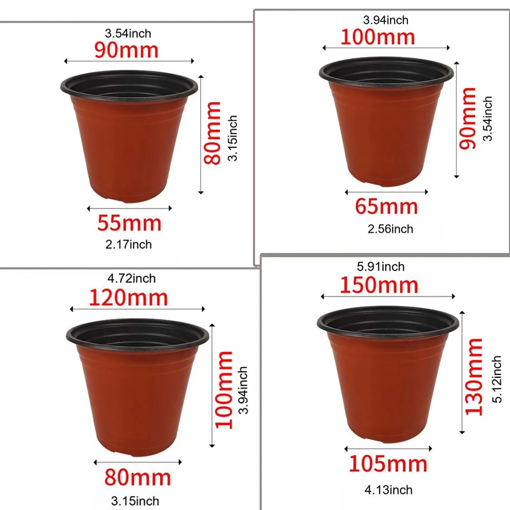 Plastic Plant Nursery Pots with Drainage Holes (Set of 10)