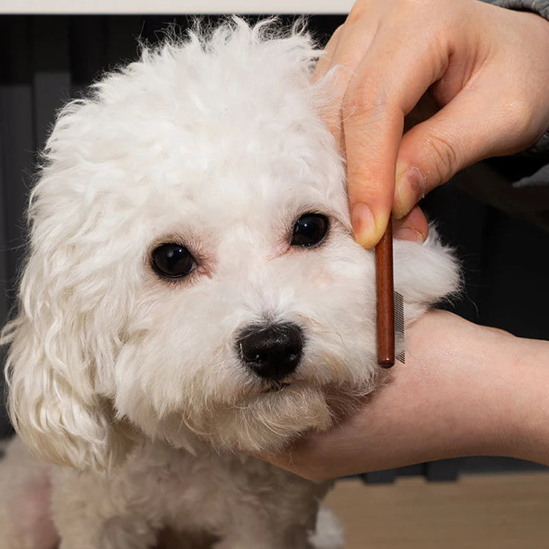 Wooden Pet Grooming Comb with Tear Stain Scissors