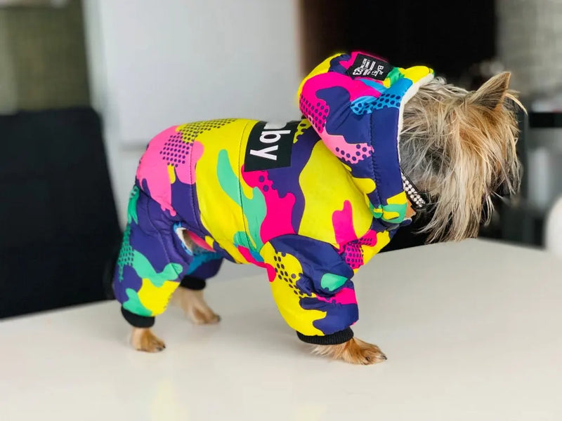 Mono de Algodón Acogedor para Perro con Capucha Impermeable