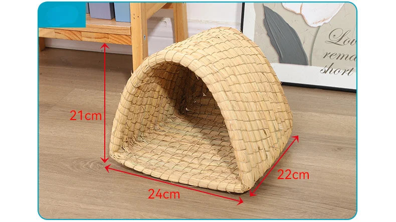 Handwoven Natural Straw Rabbit Grass Mat for Small Pets