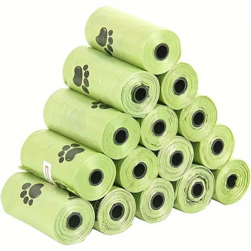 Leak-Proof Dog Waste Bags with Paw Print Design (5 Rolls)