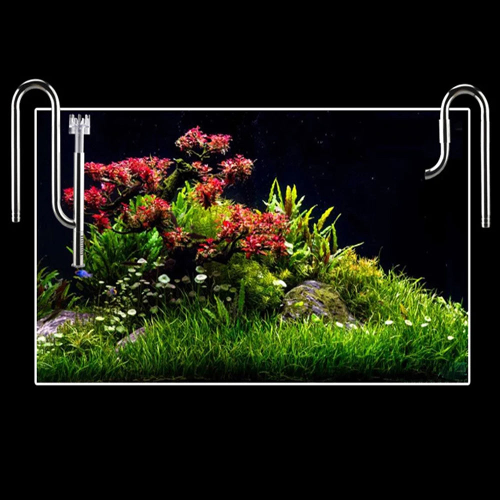 Kit de connecteur filtre en acier inoxydable tenant une image encadrée d'un jardin de mousse vibrant.