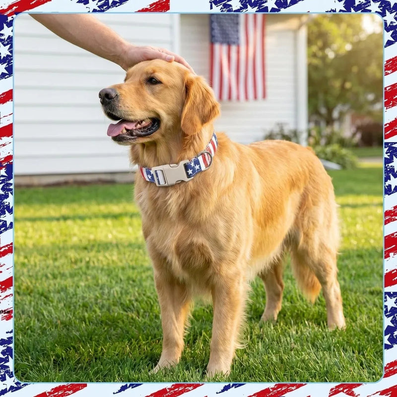 Soft Cotton Patriotic Dog Collar