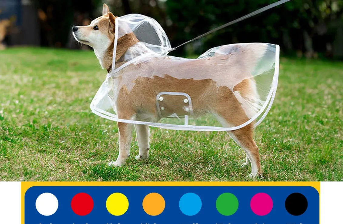 Clear Waterproof Dog Raincoat with Adjustable Hood