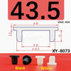 Black and white silicone rubber hole plugs shown with technical drawing and product variations
