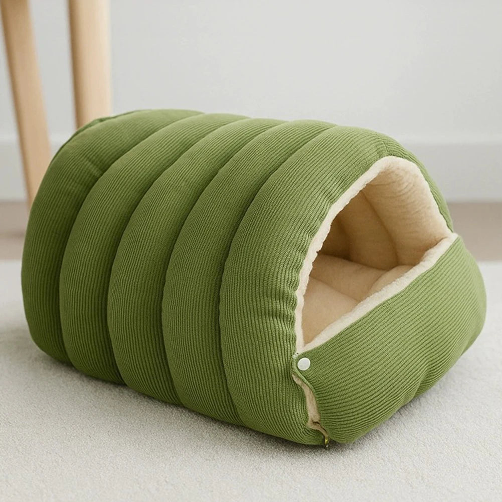 Cozy Plush Cat Cave Bed with Removable Washable Cover