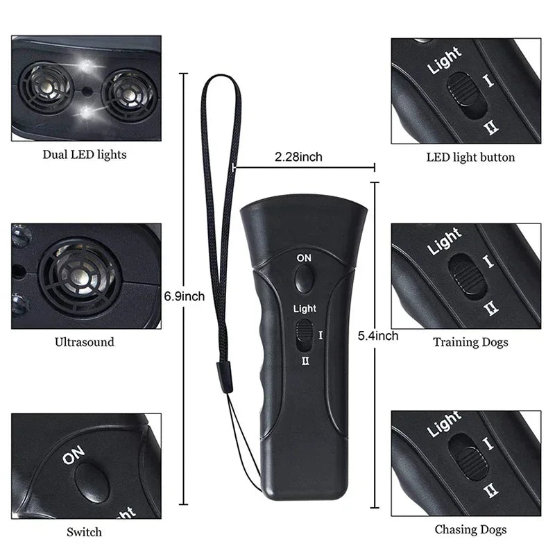 Ultrasonic Dog Repeller with LED Flashlight