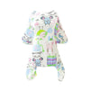 A set of white cotton pet pajamas featuring cute animal designs for dogs and cats.